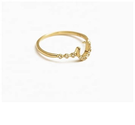 Erkekler için ince sterlin gümüş 925 Custom Moon Ring 14k 18k 24k Altın ile Brezilya'dan 2022