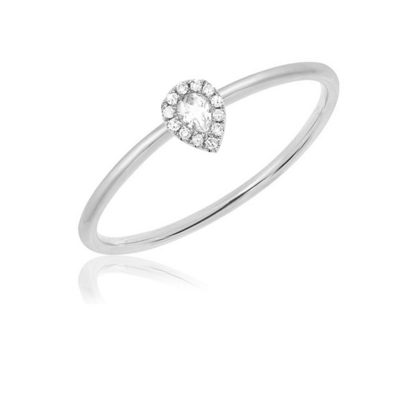 18K Gold Rhodium Plating Teardrop Stack Nişan Yüzüğü Ülke Piyasaları için Mücevher