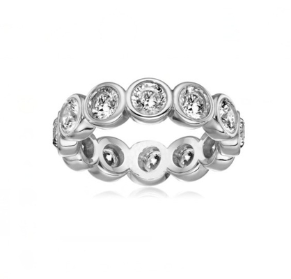CLASSIC Ins 18K Altın kaplama bezel seti CZ Sonsuzluk Bandı 925 Sterling Gümüş Yüzükler
