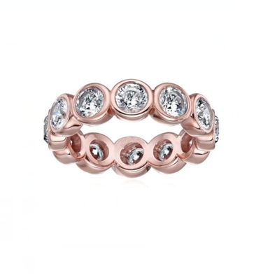 CLASSIC Ins 18K Altın kaplama bezel seti CZ Sonsuzluk Bandı 925 Sterling Gümüş Yüzükler