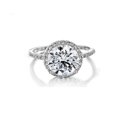 925 Sterling Gümüş 10 mm Beyaz CZ Solitaire Nişan Yüzüğü Ana Taş 10 mm