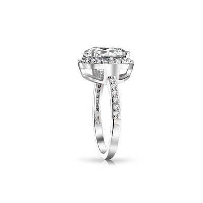 925 Sterling Gümüş 10 mm Beyaz CZ Solitaire Nişan Yüzüğü Ana Taş 10 mm