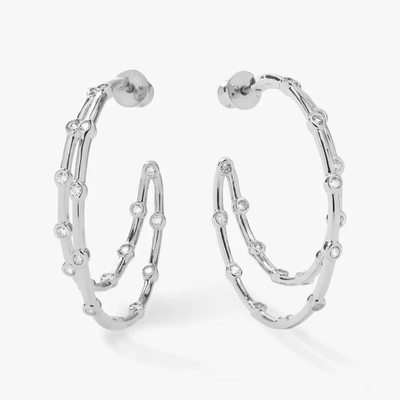 Beyaz Kübik Zirkonya Halka Bileklikleri Bezel Set İkiz Halka Bileklikleri 18K Altın