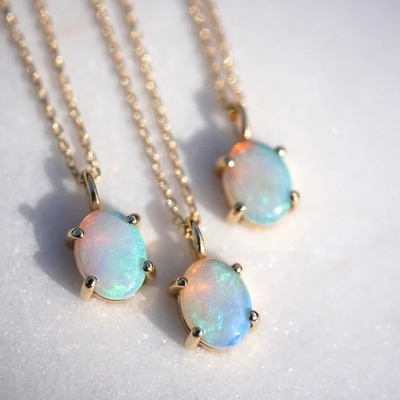 El yapımı 18K Altın kaplama Kolye Prong Yapılandırma Opal Taş 925 Gümüş Kolye