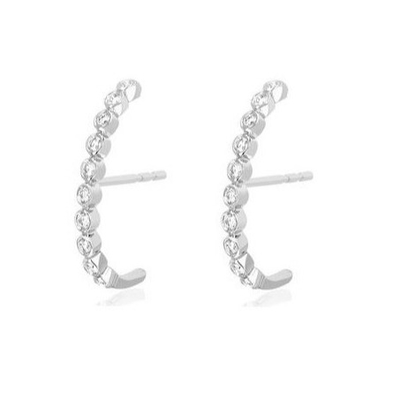 18K Altın Kaplama Bezel Beyaz Kübik Zirkon Kadınlar İçin Kulaklıkları