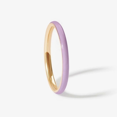 Pembe Enamel 18K Altın Kaplama Yüzükler Katı 925 Sterling Gümüş Yükleme Yüzükleri