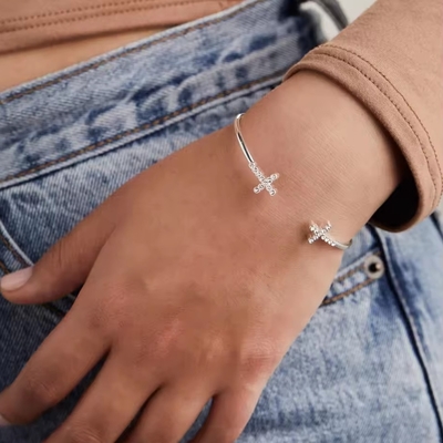 Kırmızı Zırkon 925 Sterling Gümüş Bilezik Çapraz Manşet 18K Altın Bilezik