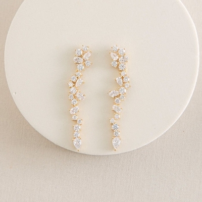 Cluster Drop Bridal Statement Biçimleri Beyaz Kübik Zirkon Bakır Biçimleri Özel