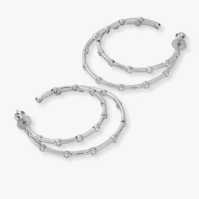 Beyaz Kübik Zirkonya Halka Bileklikleri Bezel Set İkiz Halka Bileklikleri 18K Altın