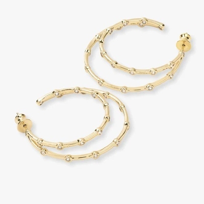 Beyaz Kübik Zirkonya Halka Bileklikleri Bezel Set İkiz Halka Bileklikleri 18K Altın