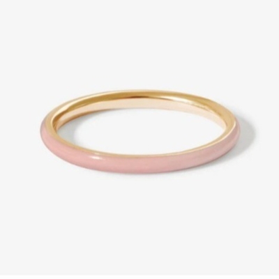Pembe Enamel 18K Altın Kaplama Yüzükler Katı 925 Sterling Gümüş Yükleme Yüzükleri