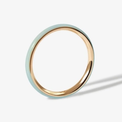 Pembe Enamel 18K Altın Kaplama Yüzükler Katı 925 Sterling Gümüş Yükleme Yüzükleri