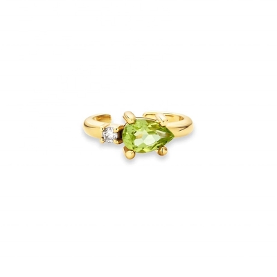 18K Altın Kaplama 925 Ayar Gümüş TRENDY Tasarım Armut Kesim Peridot CZ Manşet Küpeler
