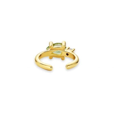 18K Altın Kaplama 925 Ayar Gümüş TRENDY Tasarım Armut Kesim Peridot CZ Manşet Küpeler