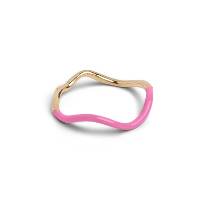 925 Sterling Gümüş 18k Altın Pembe Enamel Yüzükler Kadınlar Kızlar İçin