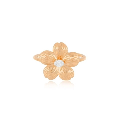 Forever Flower 18K Altın Kaplama Oval CZ Kadın Yüzüğü 925 Sterling Gümüş Mücevher