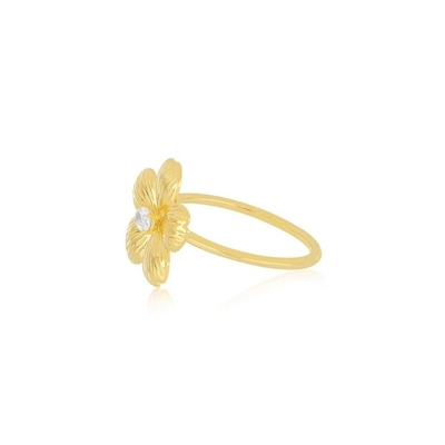 Forever Flower 18K Altın Kaplama Oval CZ Kadın Yüzüğü 925 Sterling Gümüş Mücevher