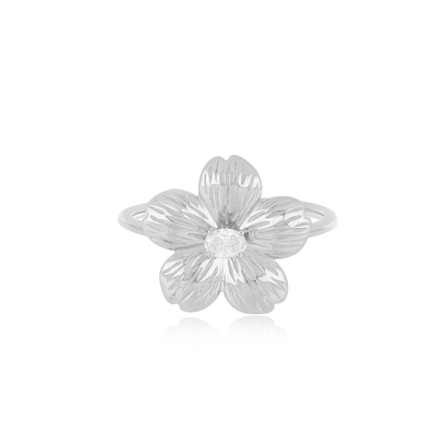 Forever Flower 18K Altın Kaplama Oval CZ Kadın Yüzüğü 925 Sterling Gümüş Mücevher