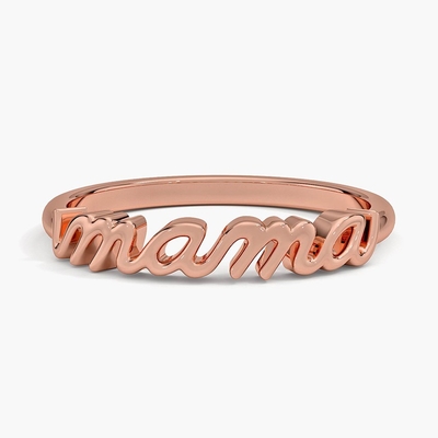 Klasik 925 Sterling Gümüş 14K Altın Yüksek Yumuşatılmış MAMA Kadın Yüzükleri Minimalist Tasarımda