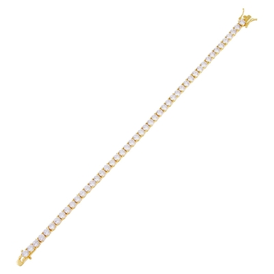 Hot Item 925 Sterling Gümüş Plating Altın 3mm Kübik Zirkonya Tenis Bileziği Kadınlar İçin