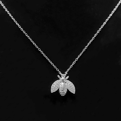 Moda 18K Altın Kaplama Arı Kolye El Yapımı 925 Sterling Gümüş Mücevher