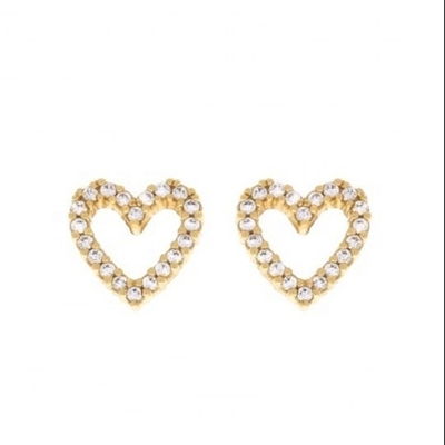 Brass/Copper/925 Sterling Silver Heart Stud küpeleri ile Tam Pave CZ Kalp 8mm