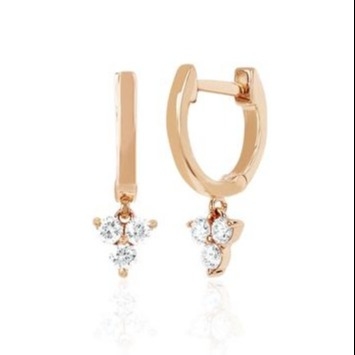 14K Gold Blossom Mini Huggie Diamond Trio Drop Bileklik Gümüş Mücevher Ana Malzeme
