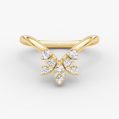 Yeni gelenler, zarif 925 Sterling Gümüş 18K Altın Petal Crown Band Yüzükleri tasarlıyor.
