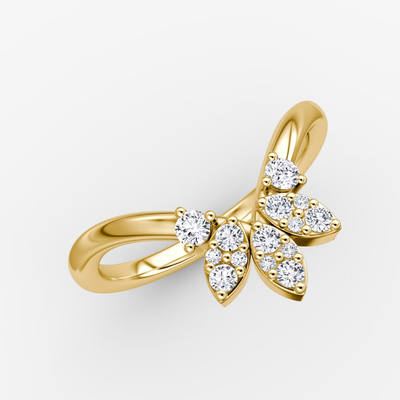 Yeni gelenler, zarif 925 Sterling Gümüş 18K Altın Petal Crown Band Yüzükleri tasarlıyor.