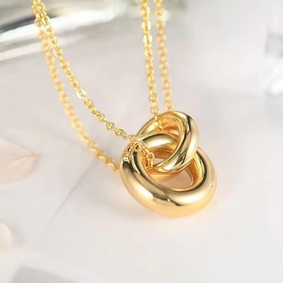 Mükemmel Yuvarlak Kolye, 14K Altın 925 Sterling Gümüş Döner Kolye Kadınlar için Mat Kolye