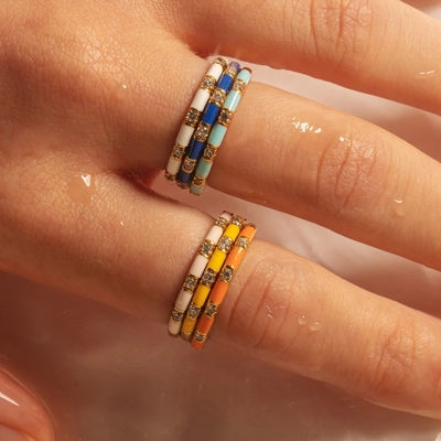 El yapımı küp yığılabilir yüzükler 18K Altın 925 Sterling Gümüş Beyaz Enamel Kübik Zirkonya Minimalist Mücevher Kadınlar için Hediye