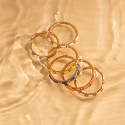 El yapımı küp yığılabilir yüzükler 18K Altın 925 Sterling Gümüş Beyaz Enamel Kübik Zirkonya Minimalist Mücevher Kadınlar için Hediye