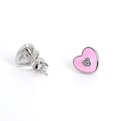 Düğün Vakfı Pembe Kalp Stud Kırmızı Kolye Mücevher Setleri