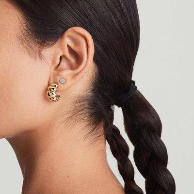 18K Gold Rhodium Plated Crescent Stud Bileklikleri ️ Elegant Dome Hoop Bileklikler Kadınlar için, Her Gün ve Parti için Mükemmel