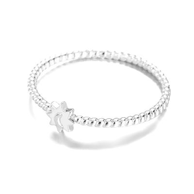 925 Ayar Gümüş Ay Güneş Yüzük 18 Ayar Altın Kaplama Unisex Takı