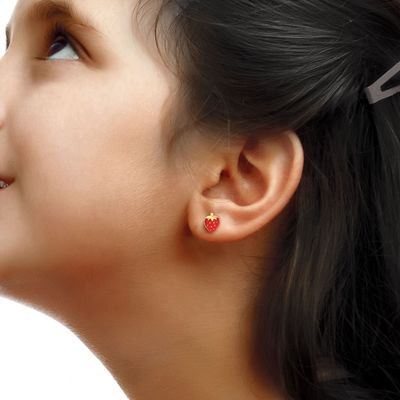 925 Sterling Gümüş Çilek Köpeği Çocuk Kulaklıkları 92.5% Saflık