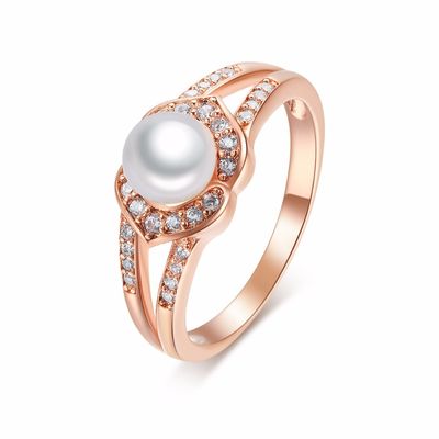 925 Sterling Silver White CZ Rose Gold Plated Pearl Jewelry Set for Women Wedding & Anniversary