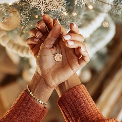 Handmade Personalized 18K Gold Plated Pendant Necklace with Link Chain for Custom Jewelry