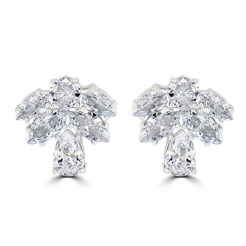 18K Gold Plated Brass Wedding Earrings featuring Cubic Zircon for Beauty White Lovers