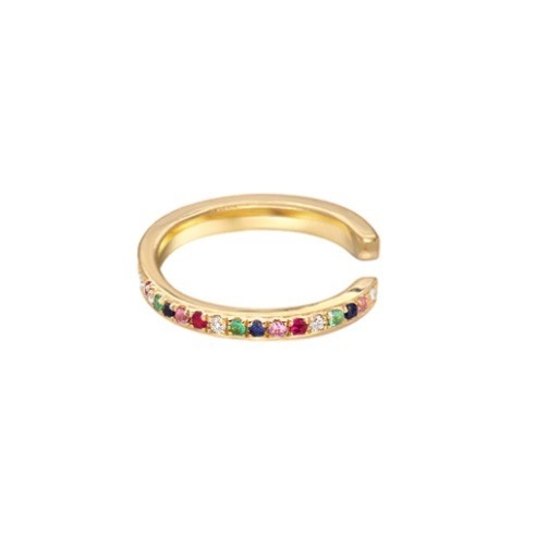Kadınların Klasik Gökkuşağı Çamdanı Kübik Zirkon 925 Sterling Gümüş Kulak Manşet Mücevherleri