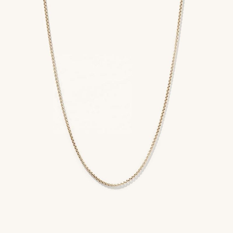 El Yapımı 18 Ayar Altın Kaplama Yuvarlak Kutu Kolye Zinciri, Hızlı Kargo ve Özelleştirilebilir Logo