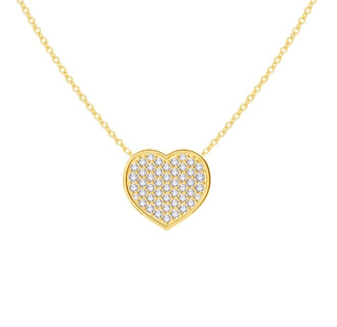 18" Zincir Uzunluğu Yuvarlak Kesim Elmas 925 Sterling Gümüş Kalp Kolye Kadınlar için