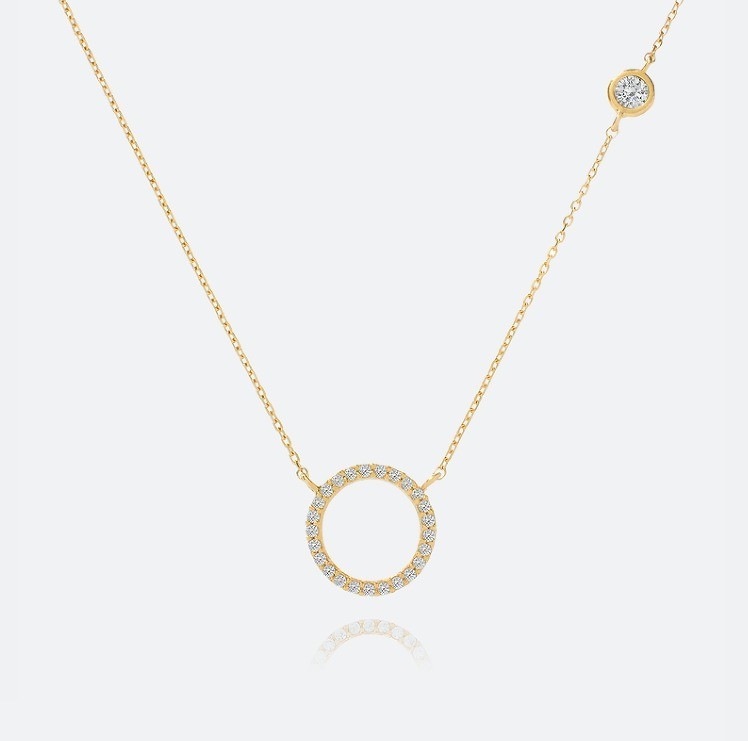 Altın kaplama S925 Gümüş Çember Kolye CZ Kadınlar için Kolye 925 Sterling Gümüş