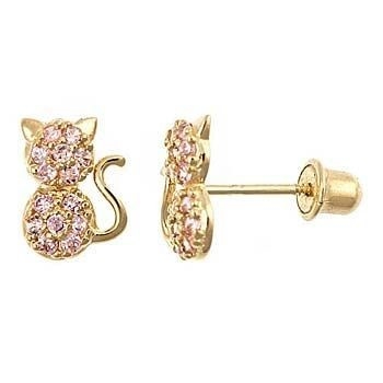 Mücevher Tipi KÜTÜSLER YCE6799 Pembe CZ Küçük Kızlar için Kedi Stud KÜTÜSLER
