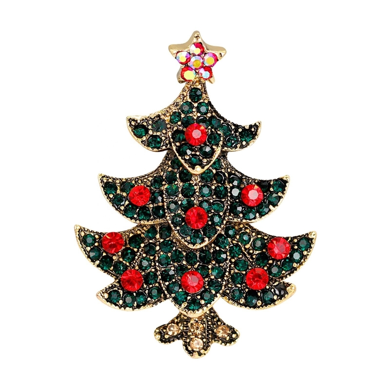 Bakır Noel ağacı broş çentiği OEM Vintage Sanat Noel ağacı çentiği