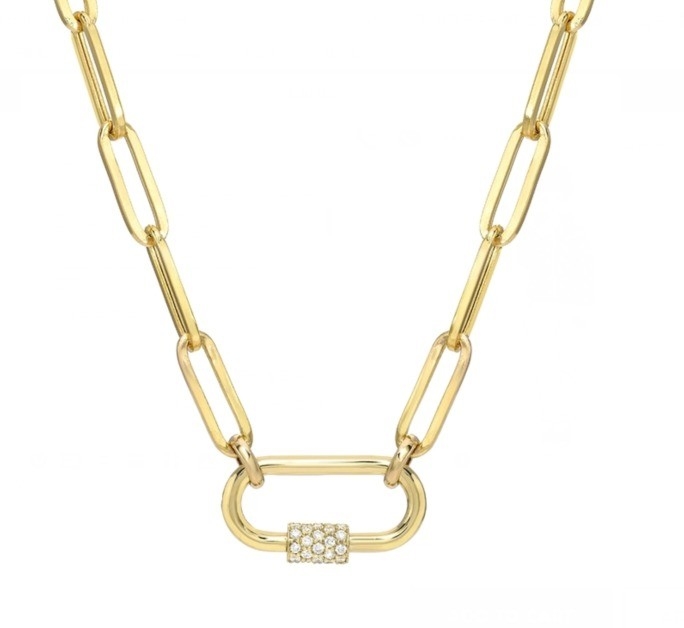 18K Altın Kaplama Büyük Kağıt Klip 925 Sterling Gümüş Oval Zincir Kolye OEM ile