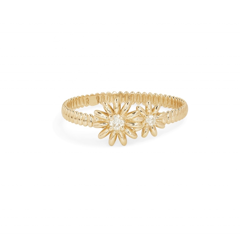 Moda Altın 925 Sterling Gümüş Daisy CZ Yüzük Kadın Elegansı Aksesuar