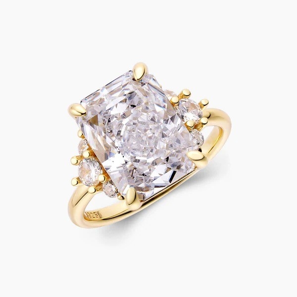 18K altın kaplama ana taş CZ Vintage düğün kızlar için 925 Sterling gümüş yüzük