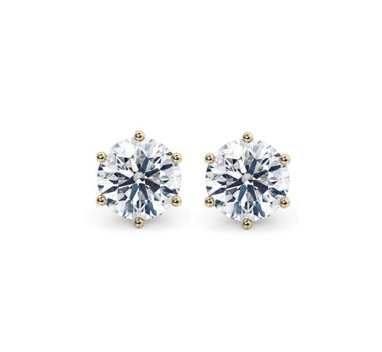 Altı Pençesi Beyaz CZ Stud küpe 925 Sterling Gümüş 18K Kübik Zirconia Stud Küp