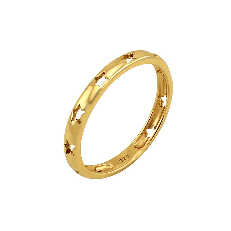 Tren Tarzı Star Hollow Eternity Band Yüzükler 925 Gümüş Mücevherler 18K Altın Kaplama